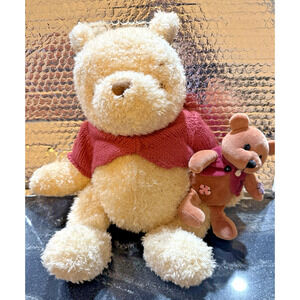 Disney Store Classic Winnie the Pooh & Roo Plush 13 Storybook Pooh Vintage Bear